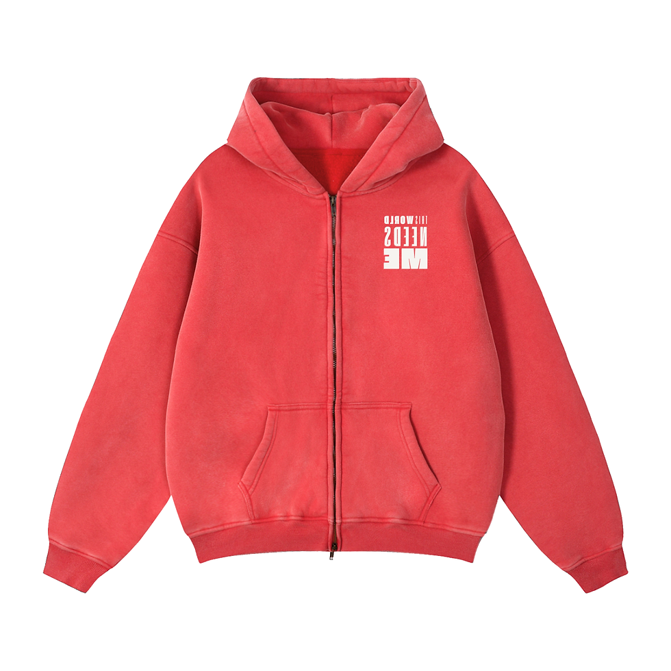 Thumbnail: This World Needs YOU/ME - Zip-Through Boxy Fleece Hoodie