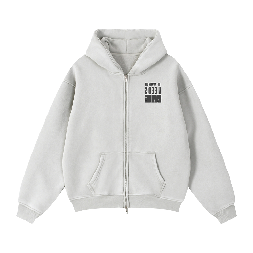 Thumbnail: This World Needs YOU/ME - Zip-Through Boxy Fleece Hoodie