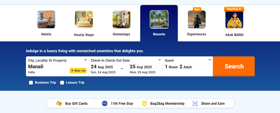 family resort booking app