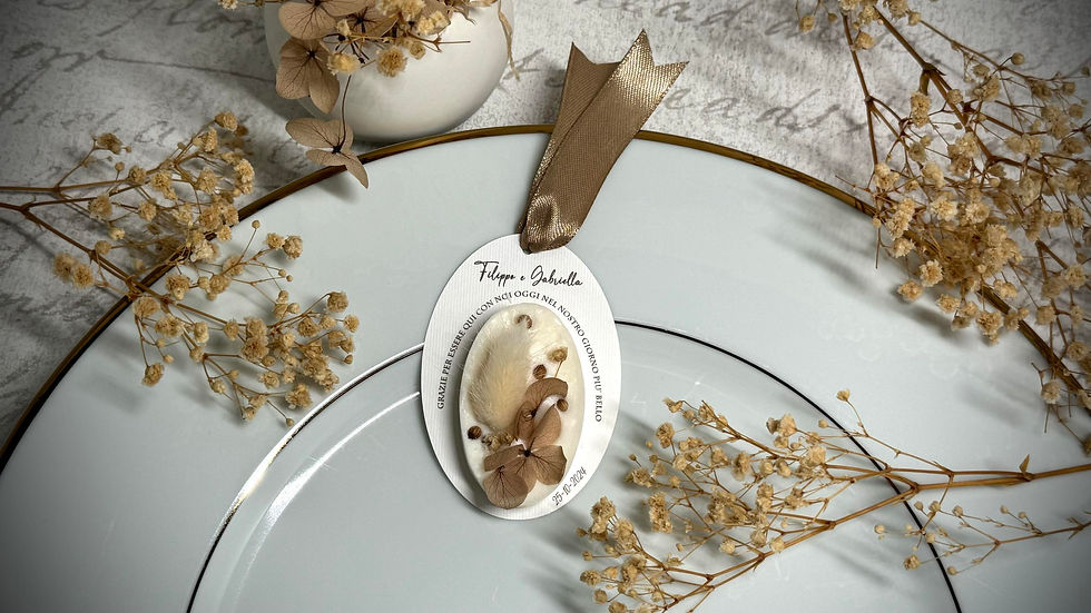 Candela profumata artigianale Segnaposto Ortensia in cera di soia Bio ed essenze naturali Tavoletta ovale Botaniche vere