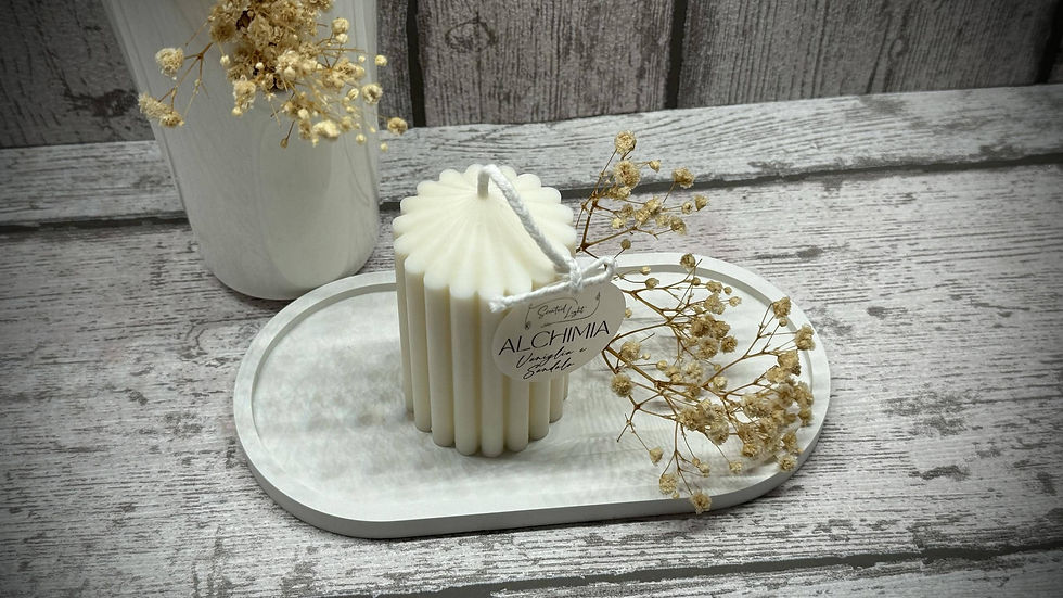 Miniatura: Candela profumata naturale a forma di Colonna Cero Rigato Slim Piccolo in cera di soia Bio ed essenze naturali certificate