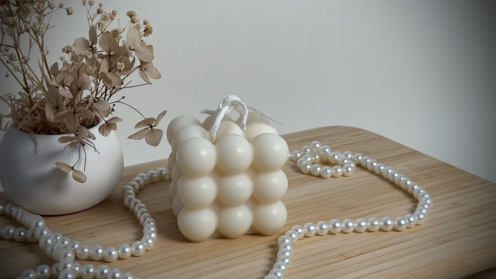 Miniatura: Candela profumata naturale Cubo Balls Maxi con due stoppini in cera di soia Bio ed essenze naturali certificate