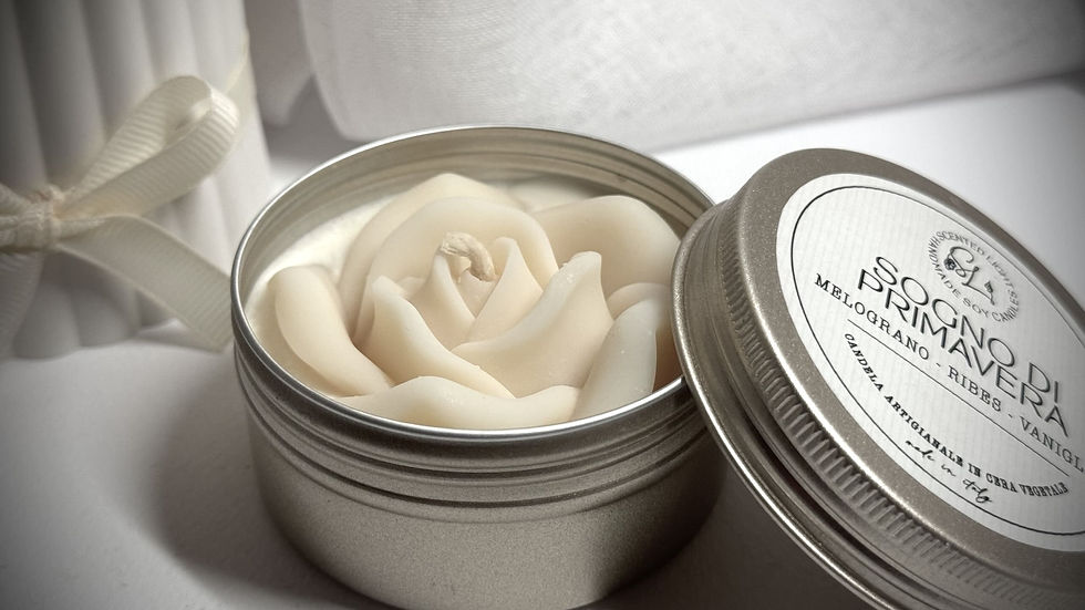 Miniatura: Candela profumata naturale Rosa Luxury Tin in cera di soia Bio in raffinato vasetto di metallo medio colore Champagne