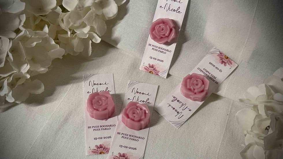 Miniatura: Candela profumata naturale Segnaposto Rosa Style colata a mano in cera di soia Bio ed essenze naturali certificate