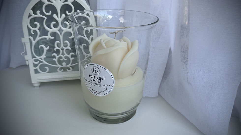 Miniatura: Candela Vaso Vetro Rosa Maxi in Grande Vaso di vetro con forma a campana