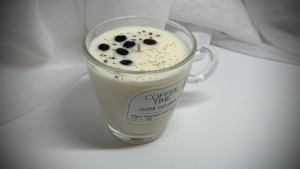 Miniatura: Candela profumata naturale Tazza di Cappuccino in vetro, colata a mano in cera di soia Bio ed essenze naturali certificate