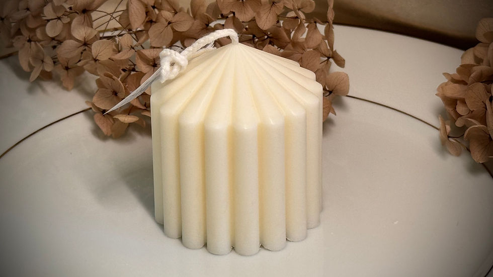 Miniatura: Candela profumata naturale a forma di Colonna Cero Rigato Piccolo in cera di soia Bio ed essenze naturali certificate