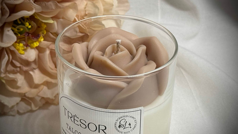 Miniatura: Candela profumata naturale Vaso in Vetro con Rosa in cera di soia Bio ed essenze naturali certificate