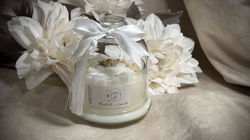 Candela profumata artigianale Bomboniera Margherita in cera di soia Bio in Pot di vetro cristallo con coperchio a cupola