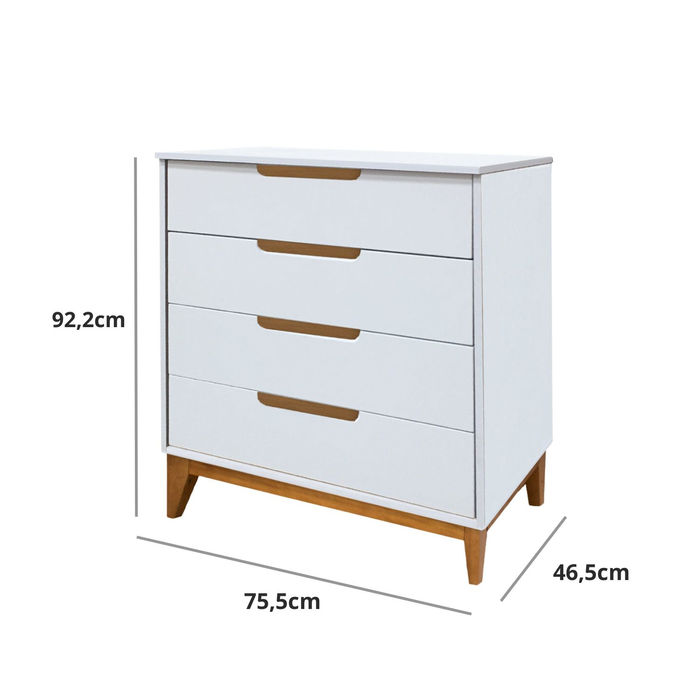cômoda gaveteiro Nordic Cody branca medidas