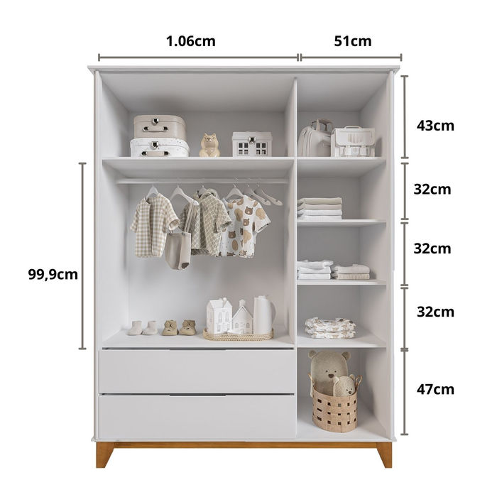 Guarda Roupas Nordic 3 portas