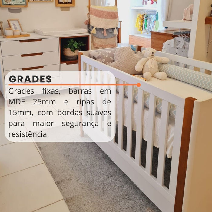berço capri branco grades mdf