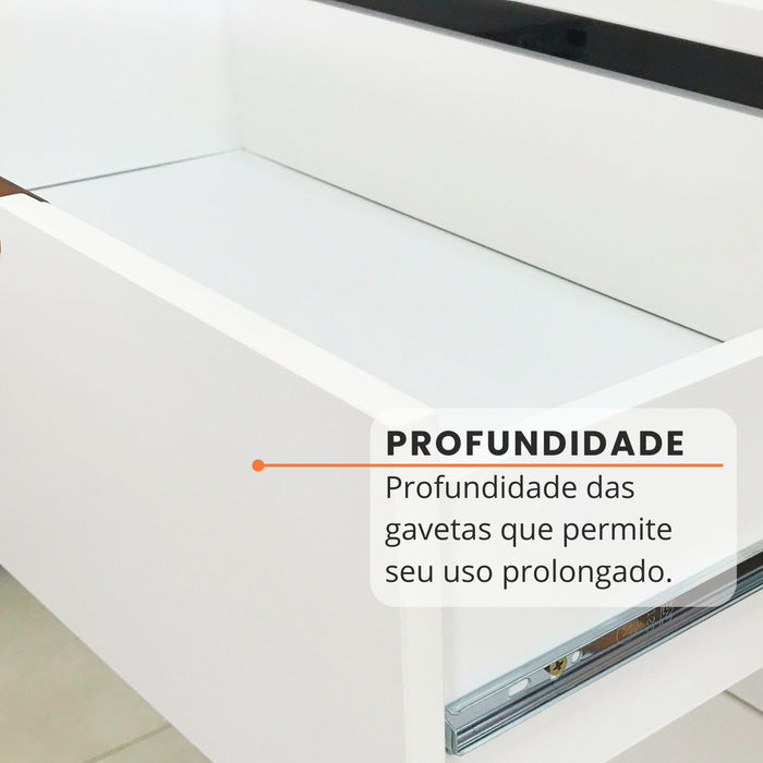 cômoda Capri nicho branca puxador madeira