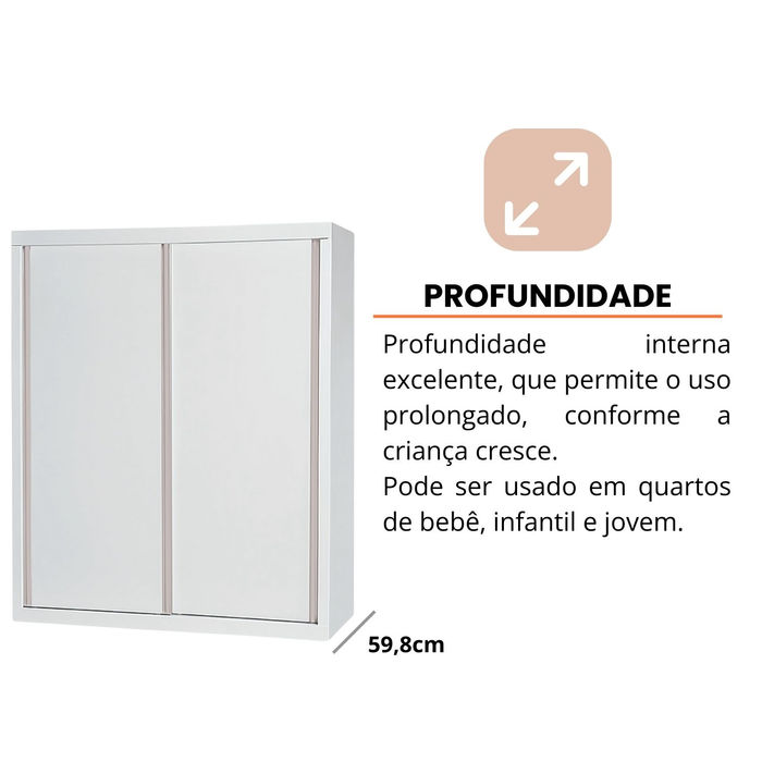 guarda roupas porta de corre White 2 portas 180m