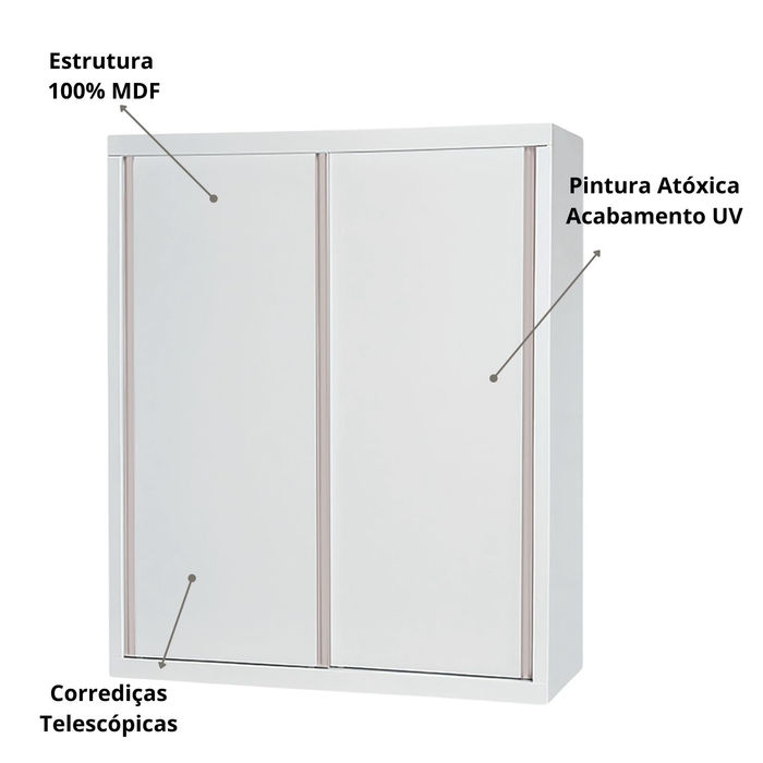 guarda roupas porta de corre White 2 portas 180m