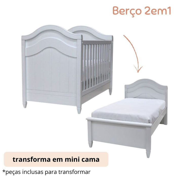 Berço Paris Provençal Clássico branco 2em1