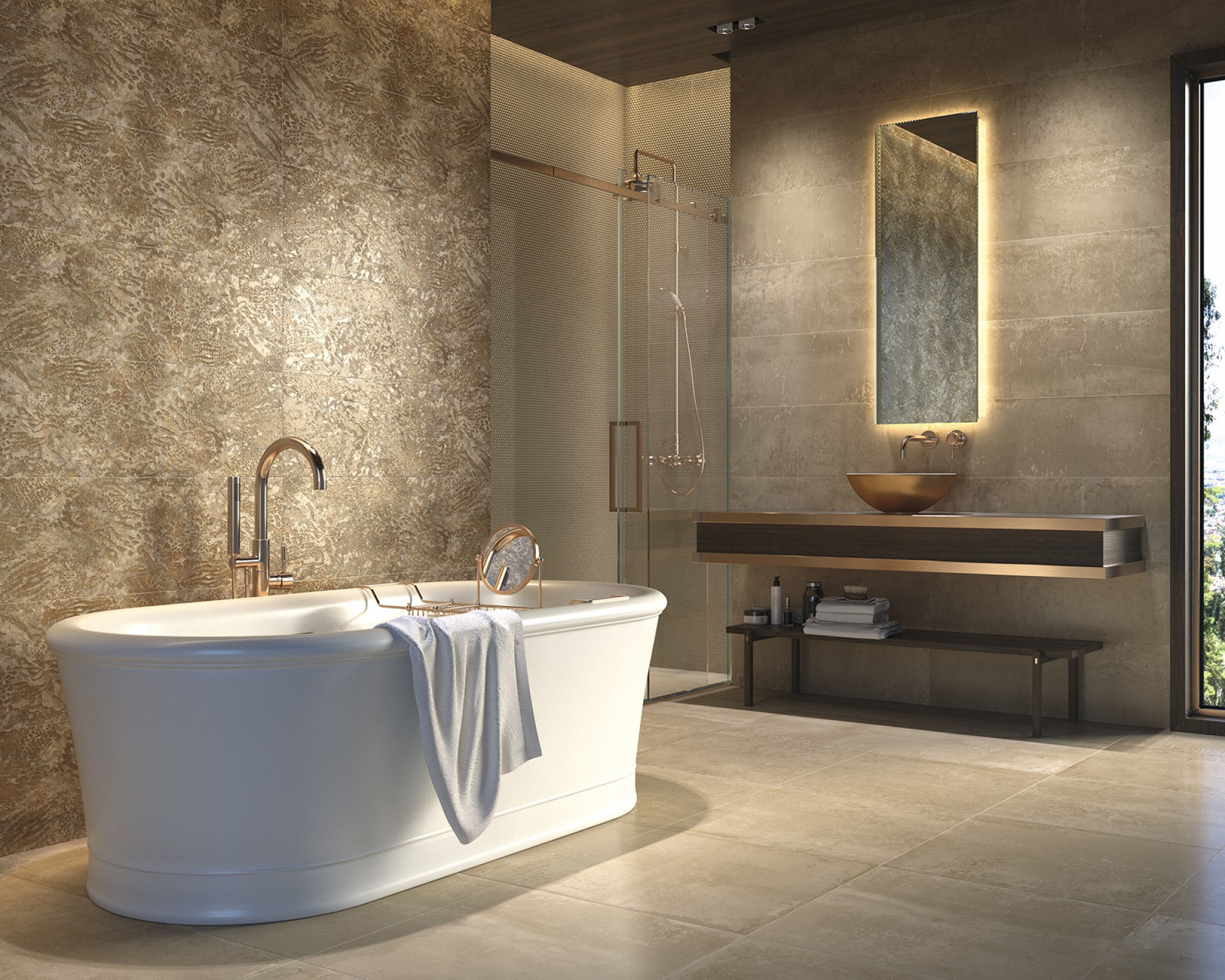 Cement Look Indoor  Shower, Bathroom Renaissance Tile