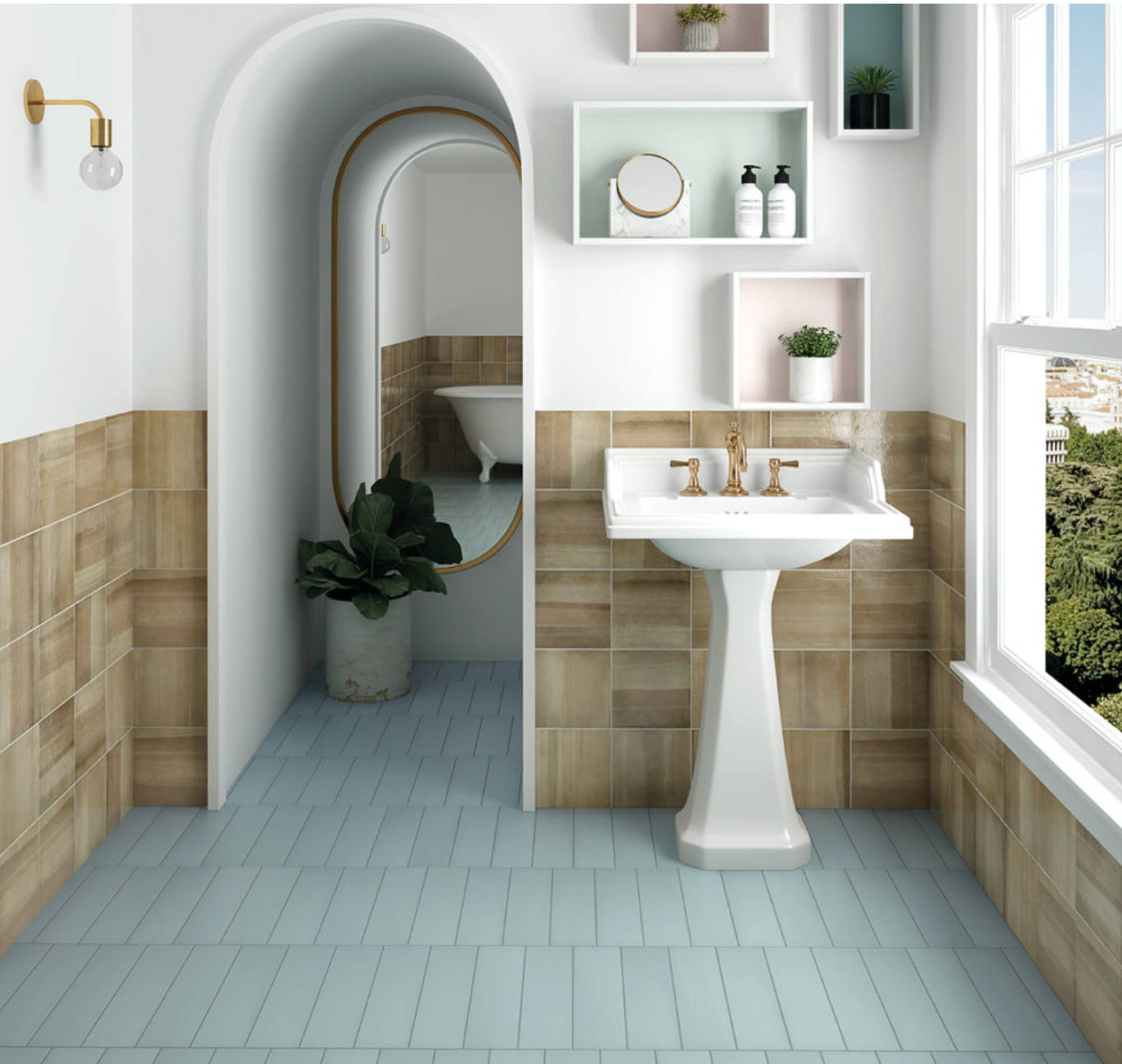 Blue Porcelain  Matte Rectangle Bathroom Shower Floor Tile San Angelo Tile Bar