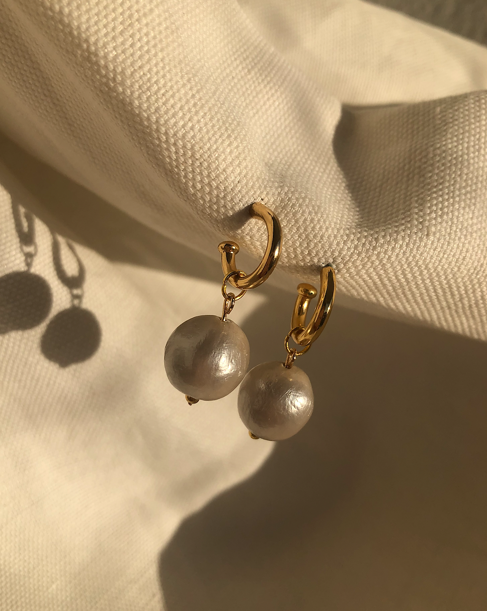 Miniatura: par de brincos creamy pearls