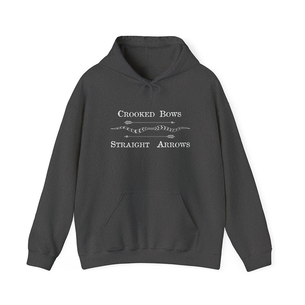 Thumbnail:  'Crooked Bows, Straight Arrows' white letter hoody