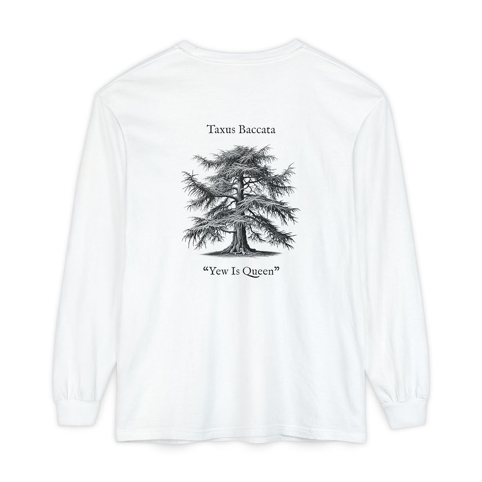 Thumbnail: Yew tree back, podcast logo front long sleeve shirt (comfort colors)