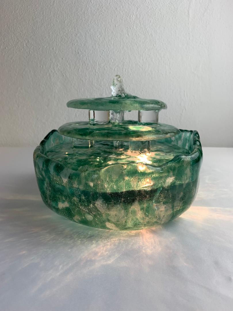 Thumbnail: Sea Foam- Lighted Glass Water Fountain for Meditation & Pets