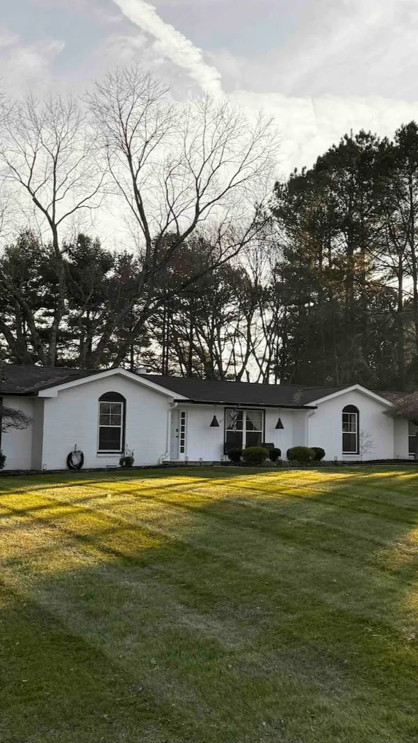 Freshly mowed lawn with clean mow stripes in Franklin, Tennessee