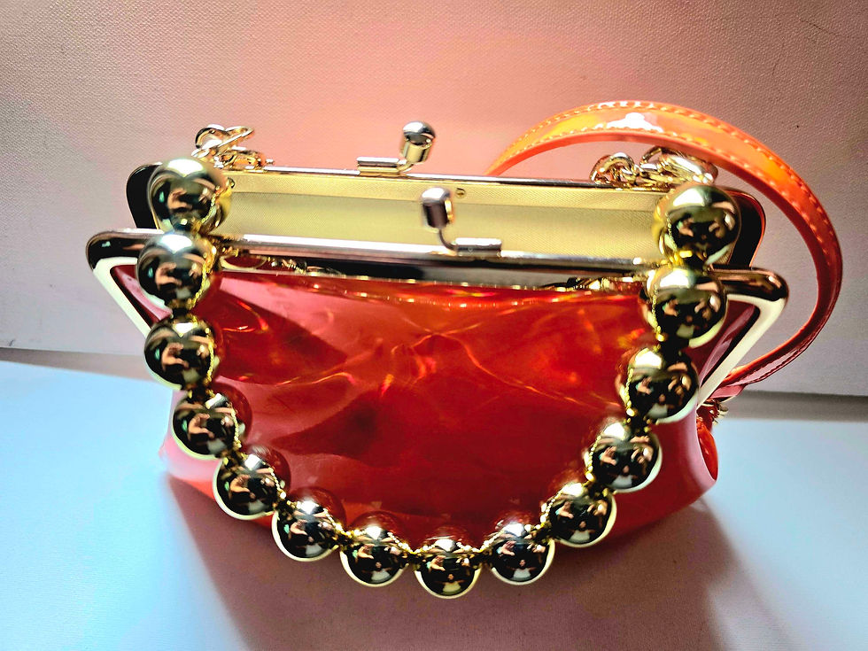 Thumbnail: Orange with Gold handle Purse 