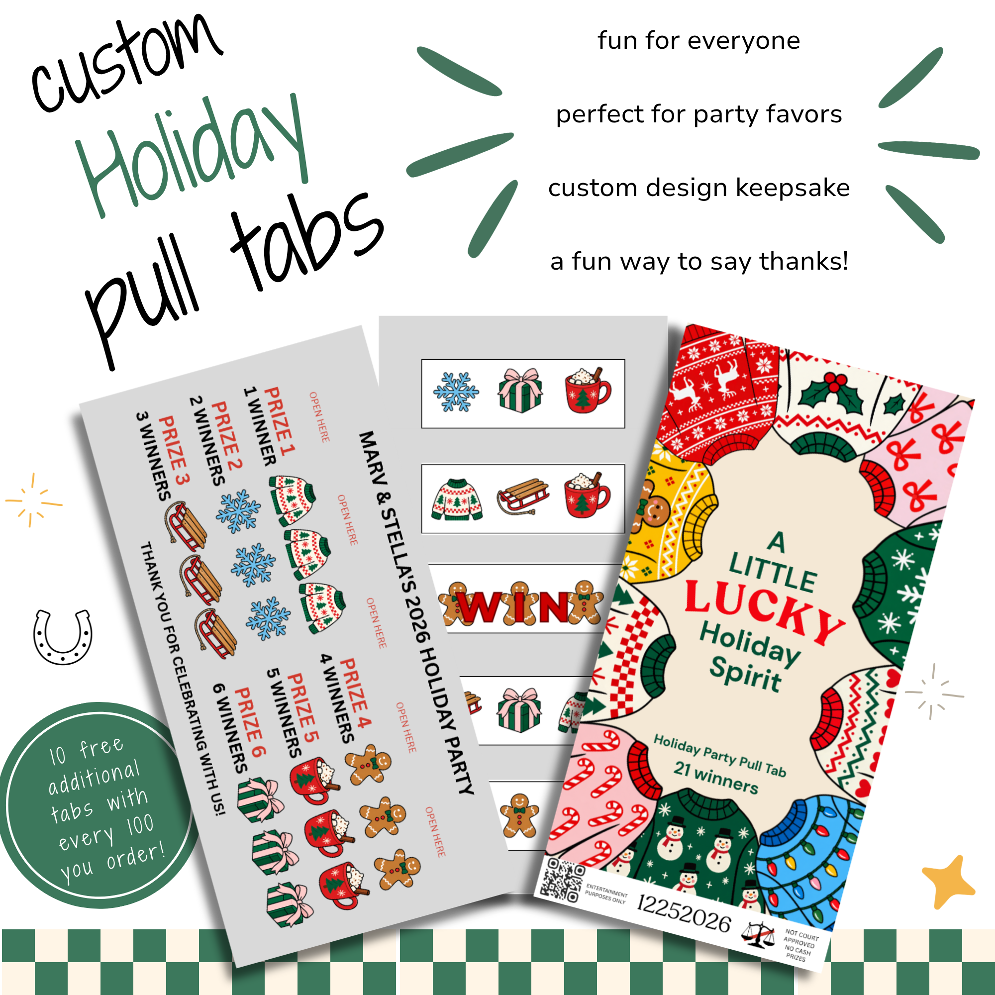 A Little Lucky Holiday Spirit - Assembled Pull Tabs