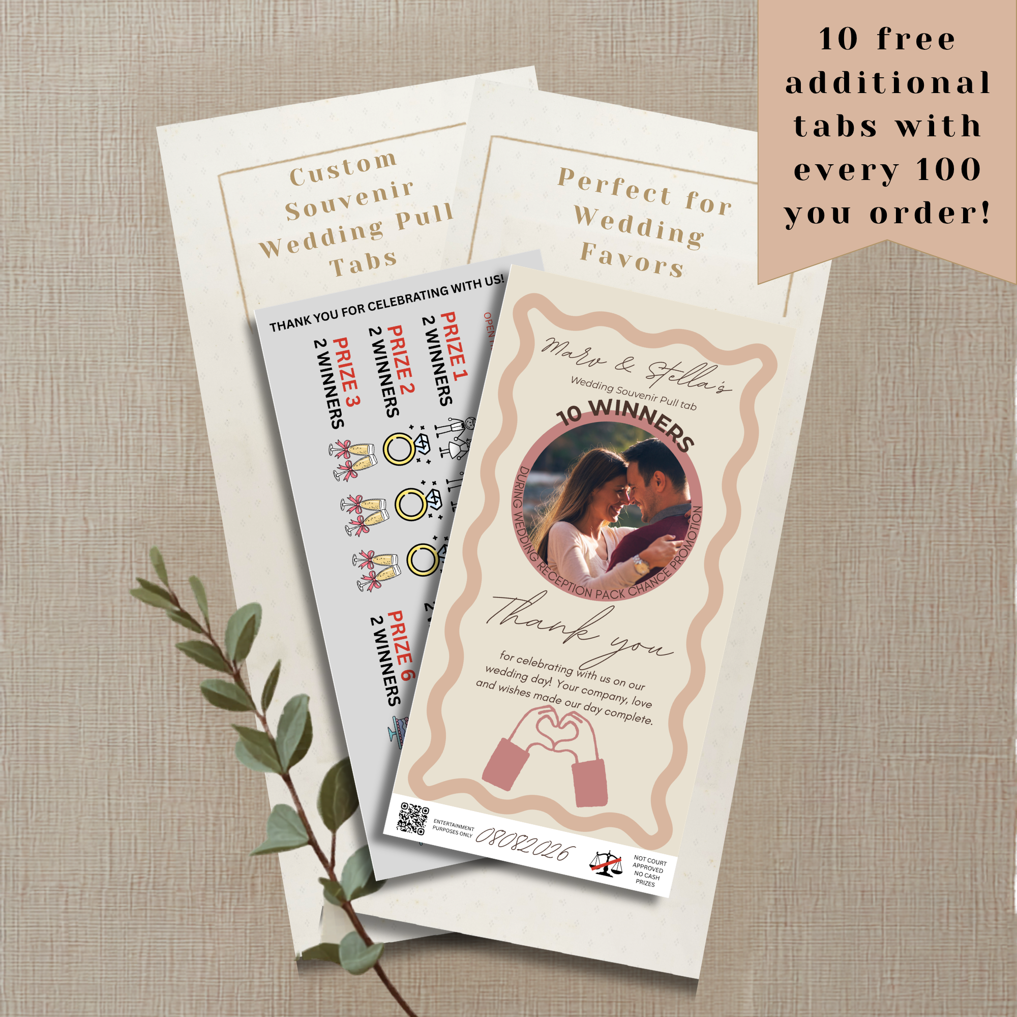 “Thank You” Personalized Wedding Pull Tab Favors – Keepsake Cards