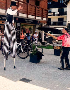Echassier noir et blanc avec chapeau haut de forme