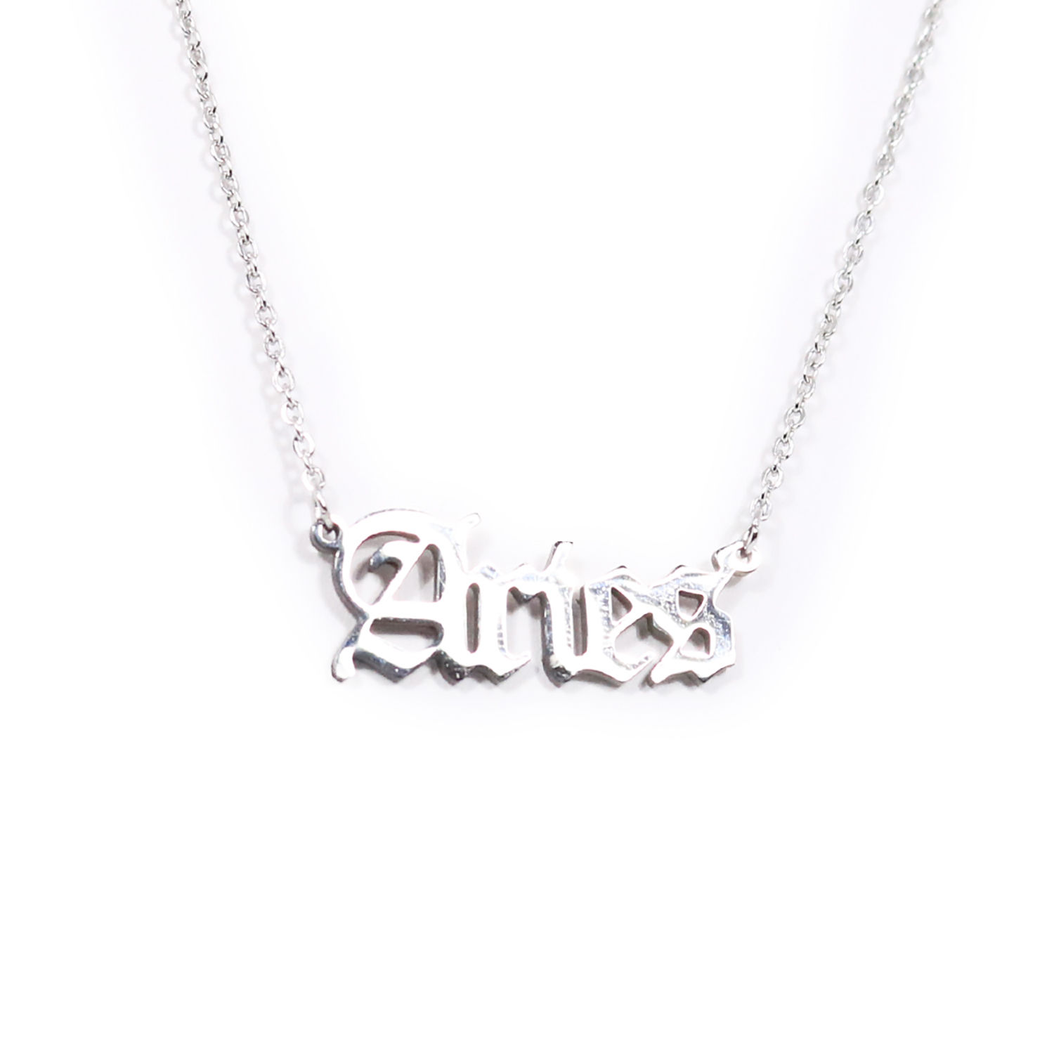 Silver Zodiac Name Plate Necklace