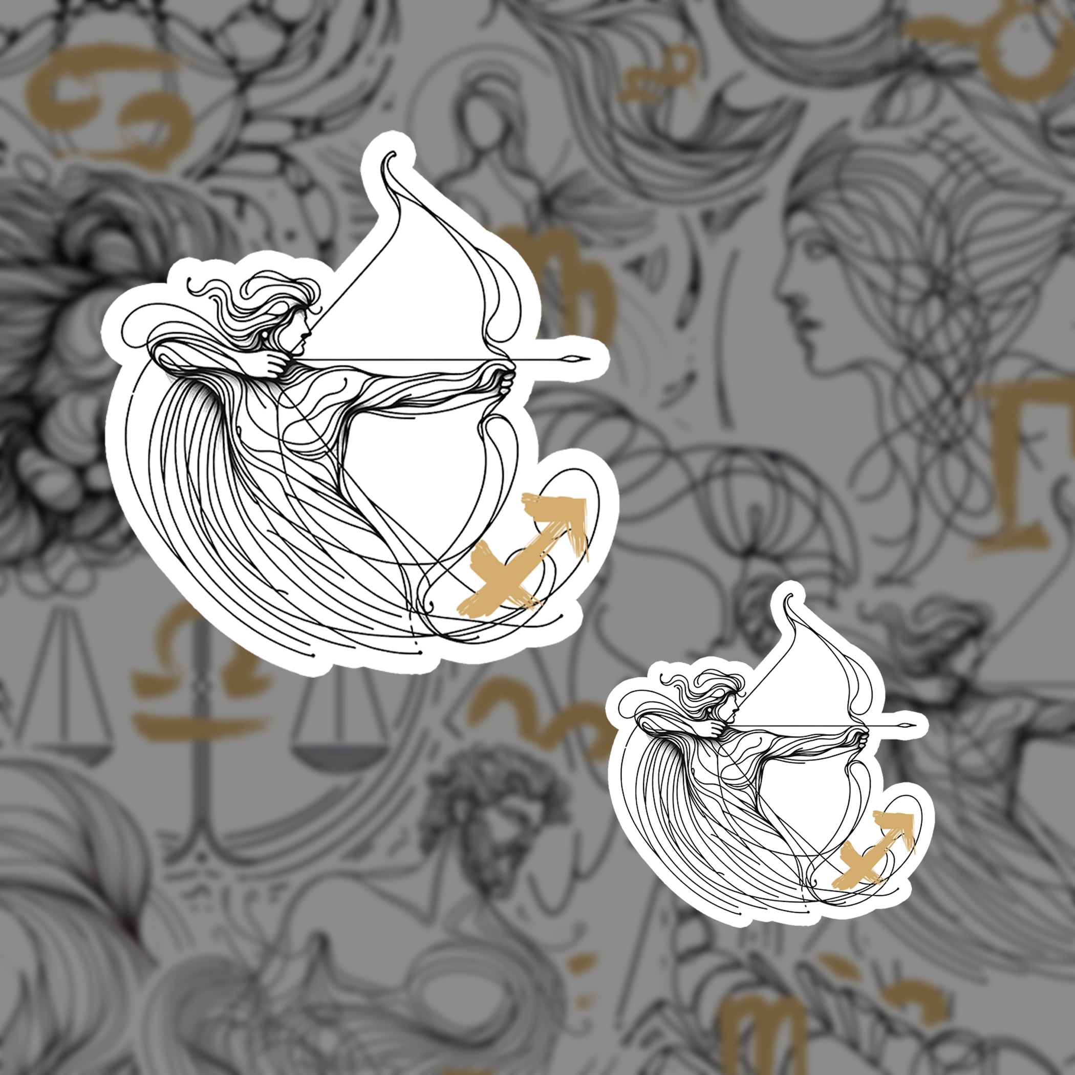 Sagittarius Zodiac Line Art Sticker