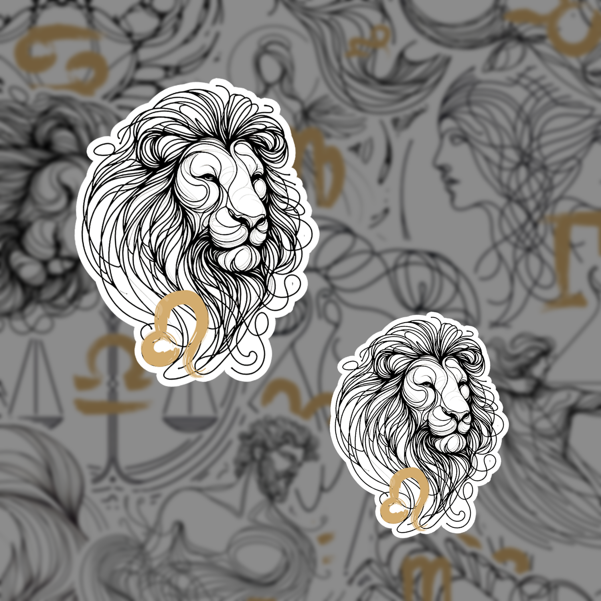 Leo Zodiac Line Art Sticker