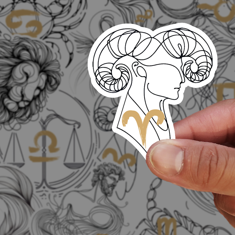 Thumbnail: Aries Zodiac Line Art Sticker