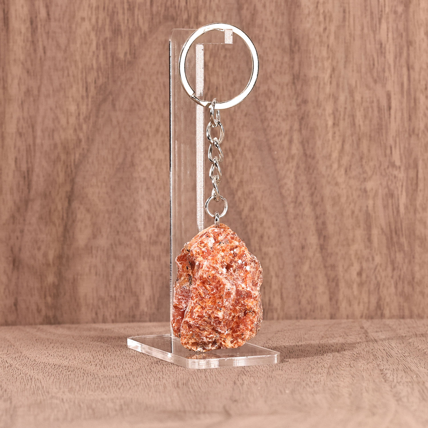 Raw Orange Calcite Keychain