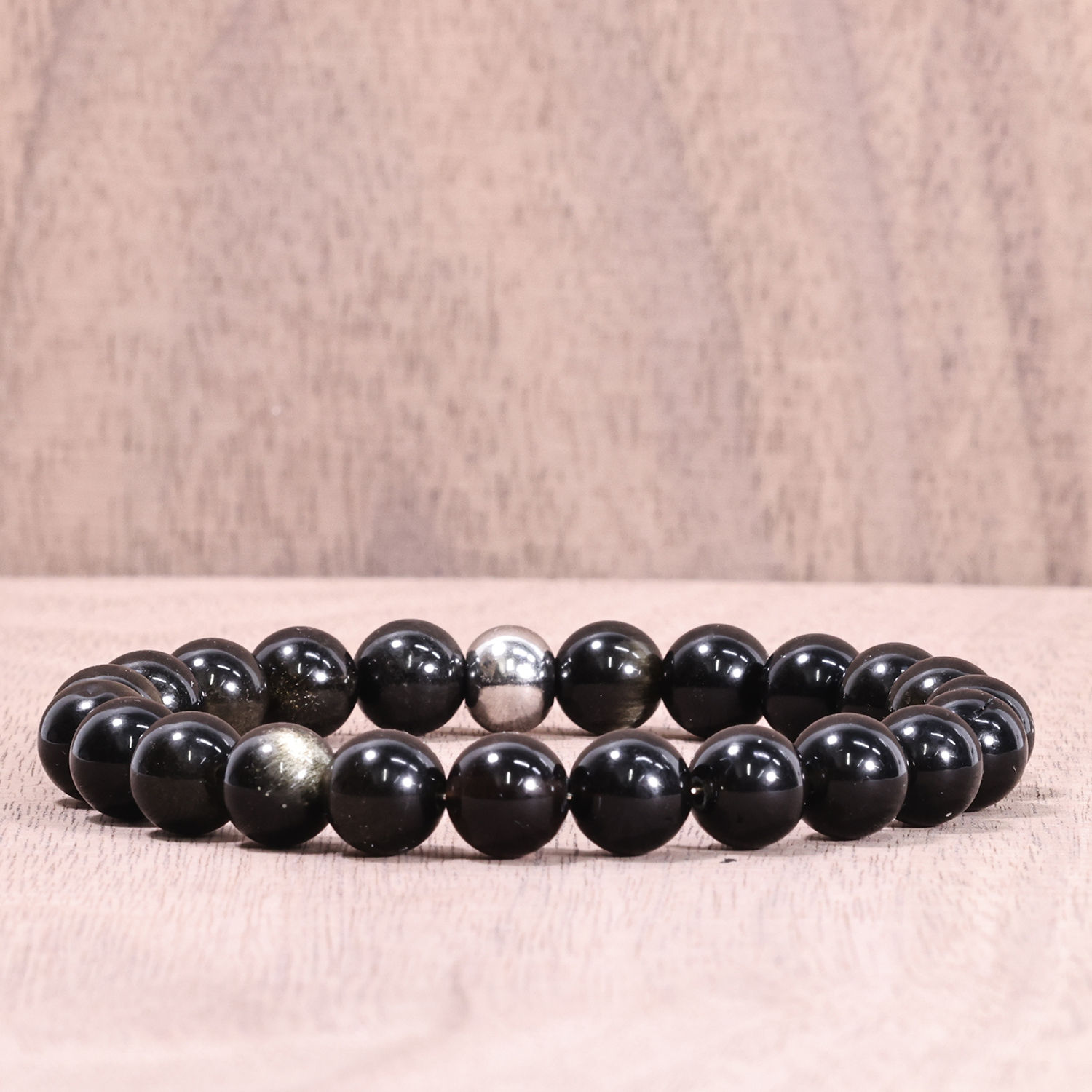 8mm Obsidian Golden Sheen Bracelet