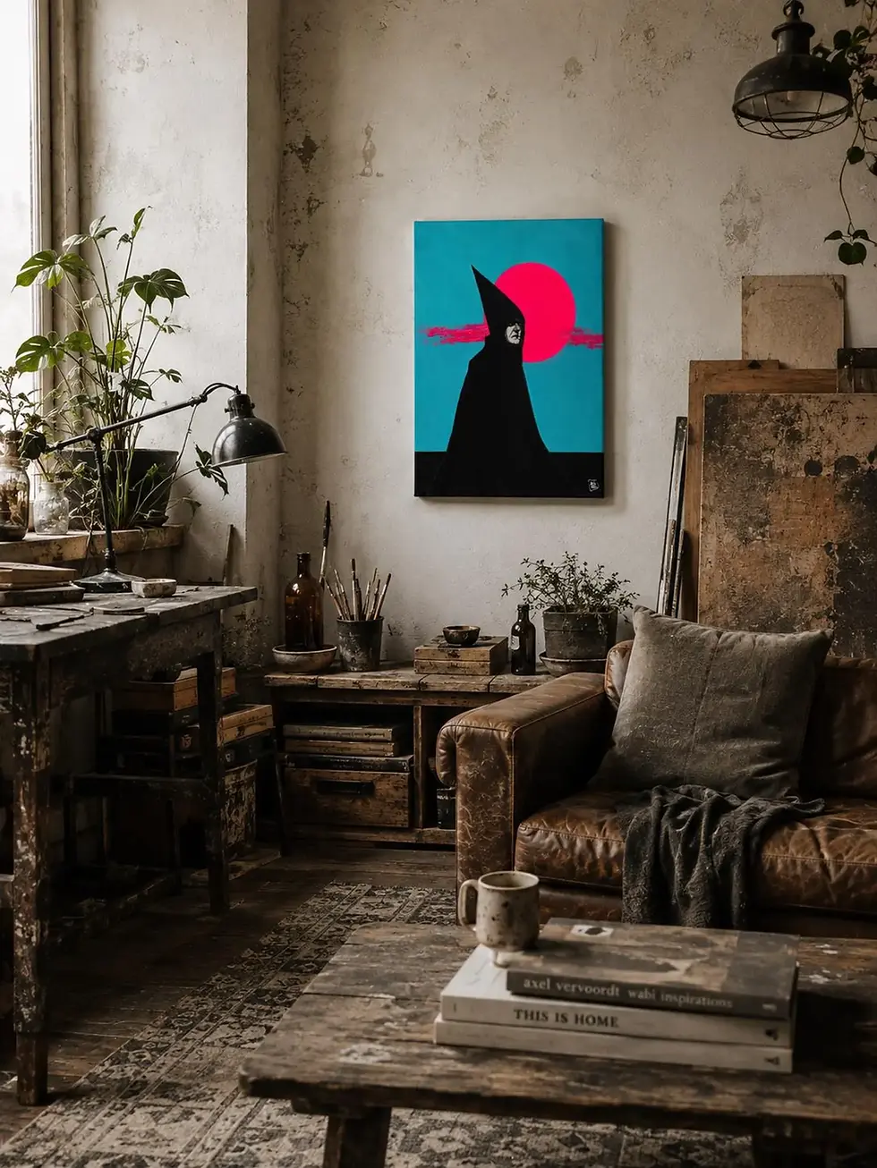 Miniature : THE PINK SUN — Peinture originale 30 × 40 cm