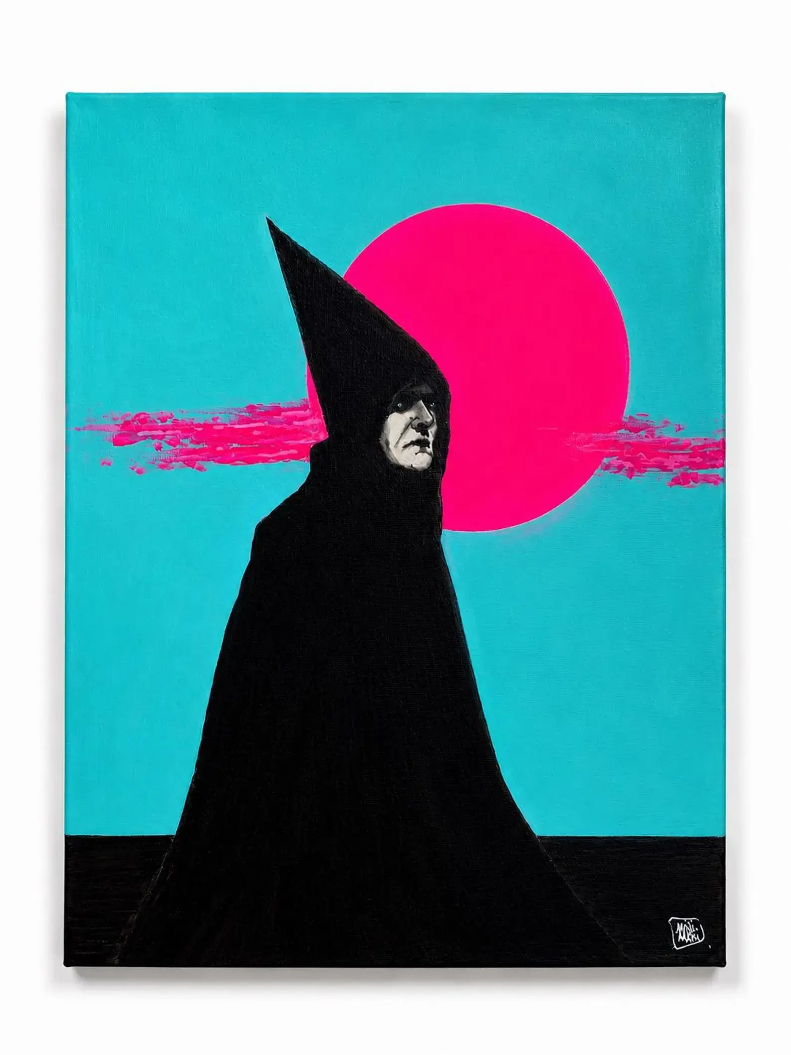 THE PINK SUN — Peinture originale 30 × 40 cm