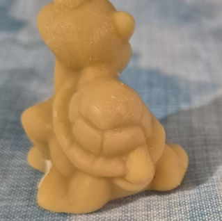 The turtle molded soap from the back.