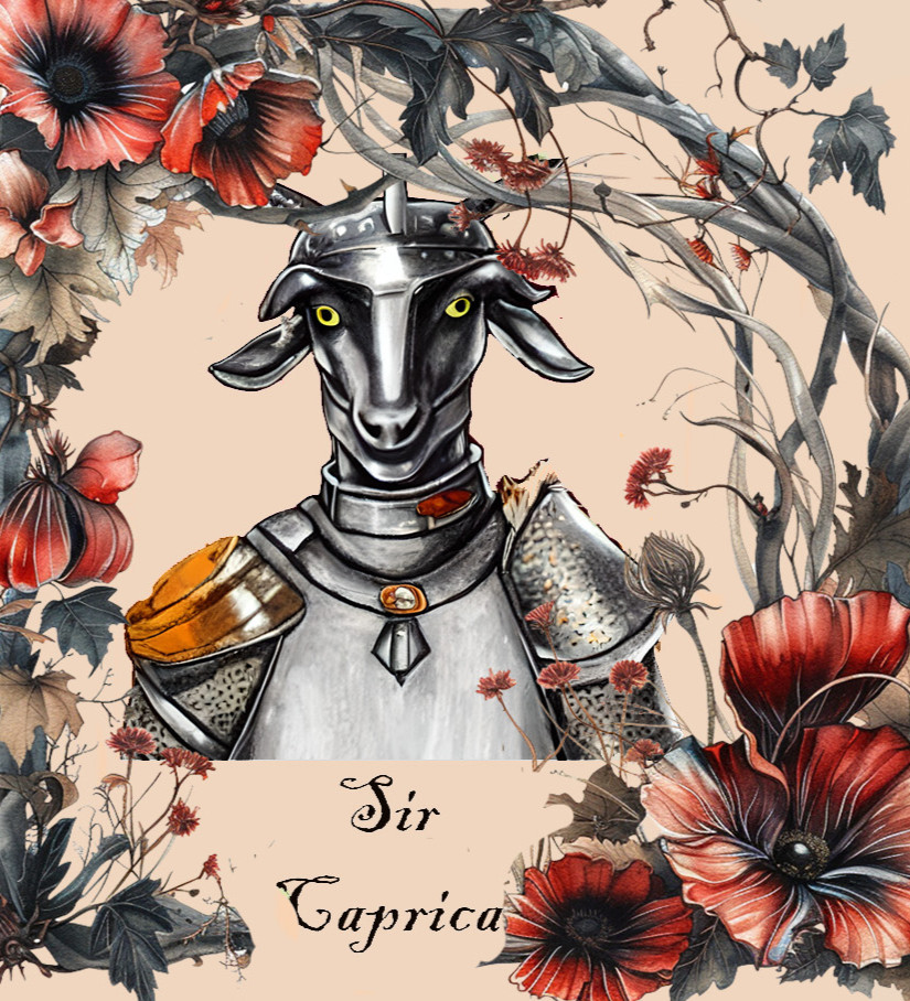 This is an AI generated idea of Sir Caprica, edited by the soapmaker.
