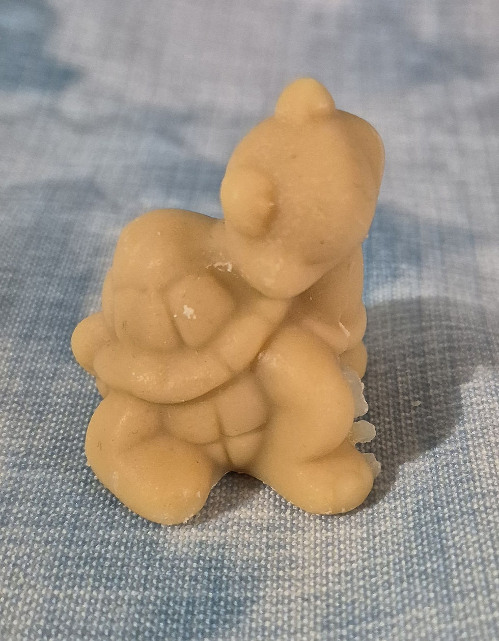 The side view of our tiny turtle molded soap