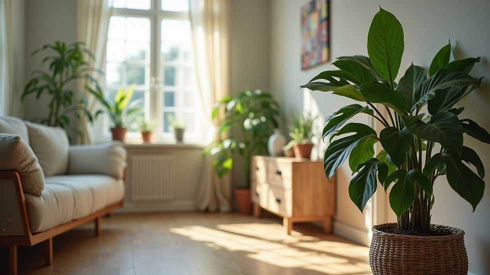 Close-up view of indoor plants adorning a living room