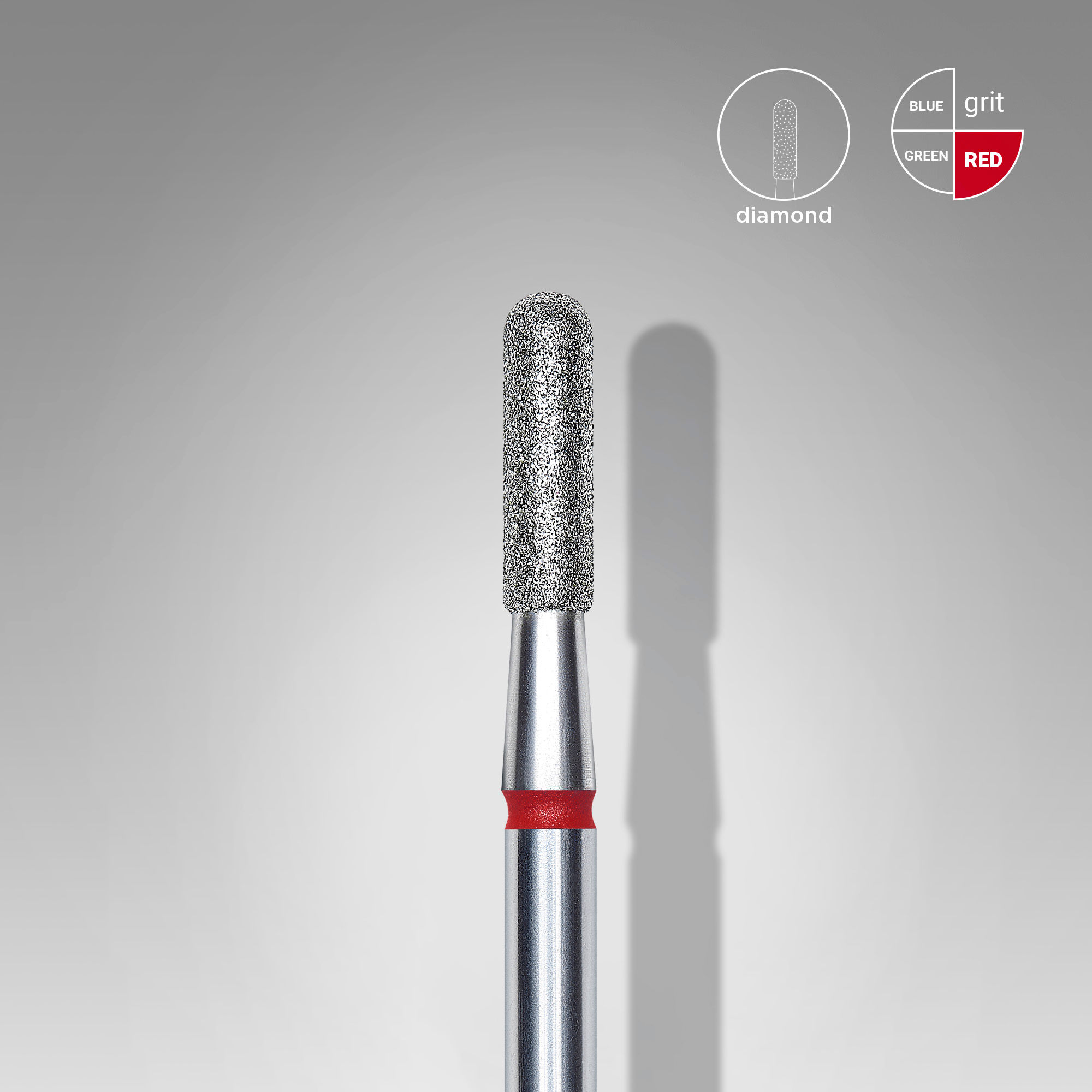 FA30R023/8 DIAMOND NAIL DRILL BIT, ROUNDED "CYLINDER", RED