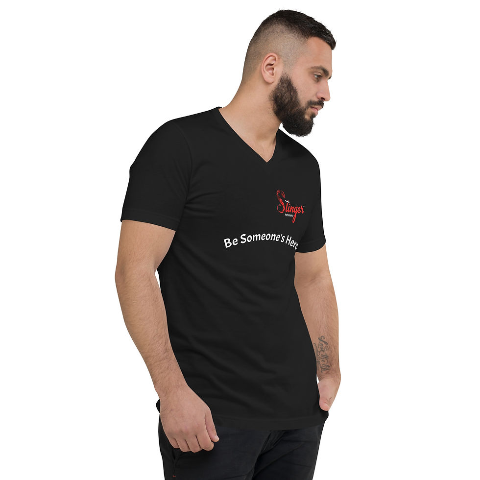 Thumbnail: Stinger Mens Short Sleeve V-Neck T-Shirt ( Be Someone's Hero)