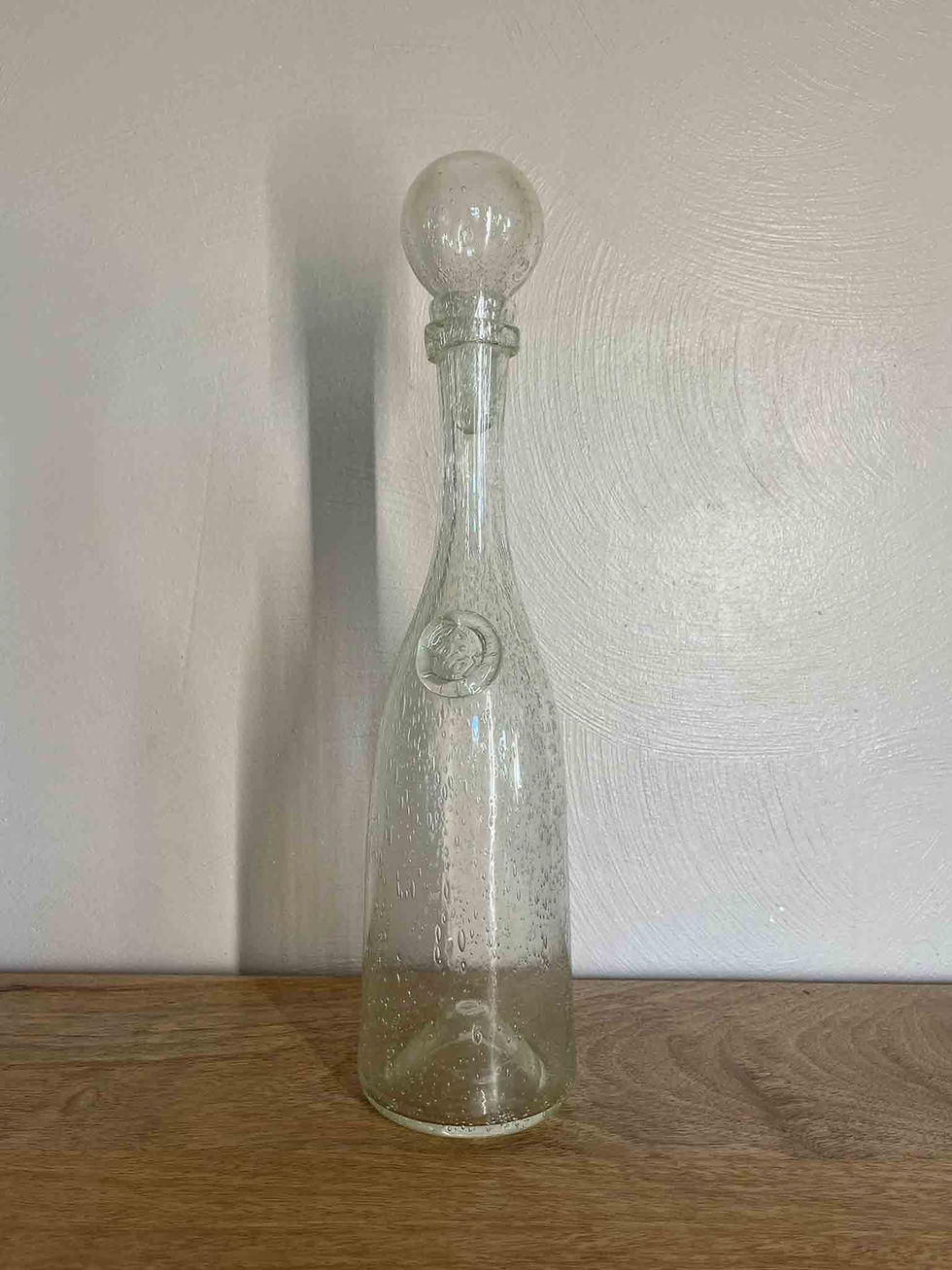 Miniature : Bouteille vintage en verre bullé soufflé de Biot, coloris blanc