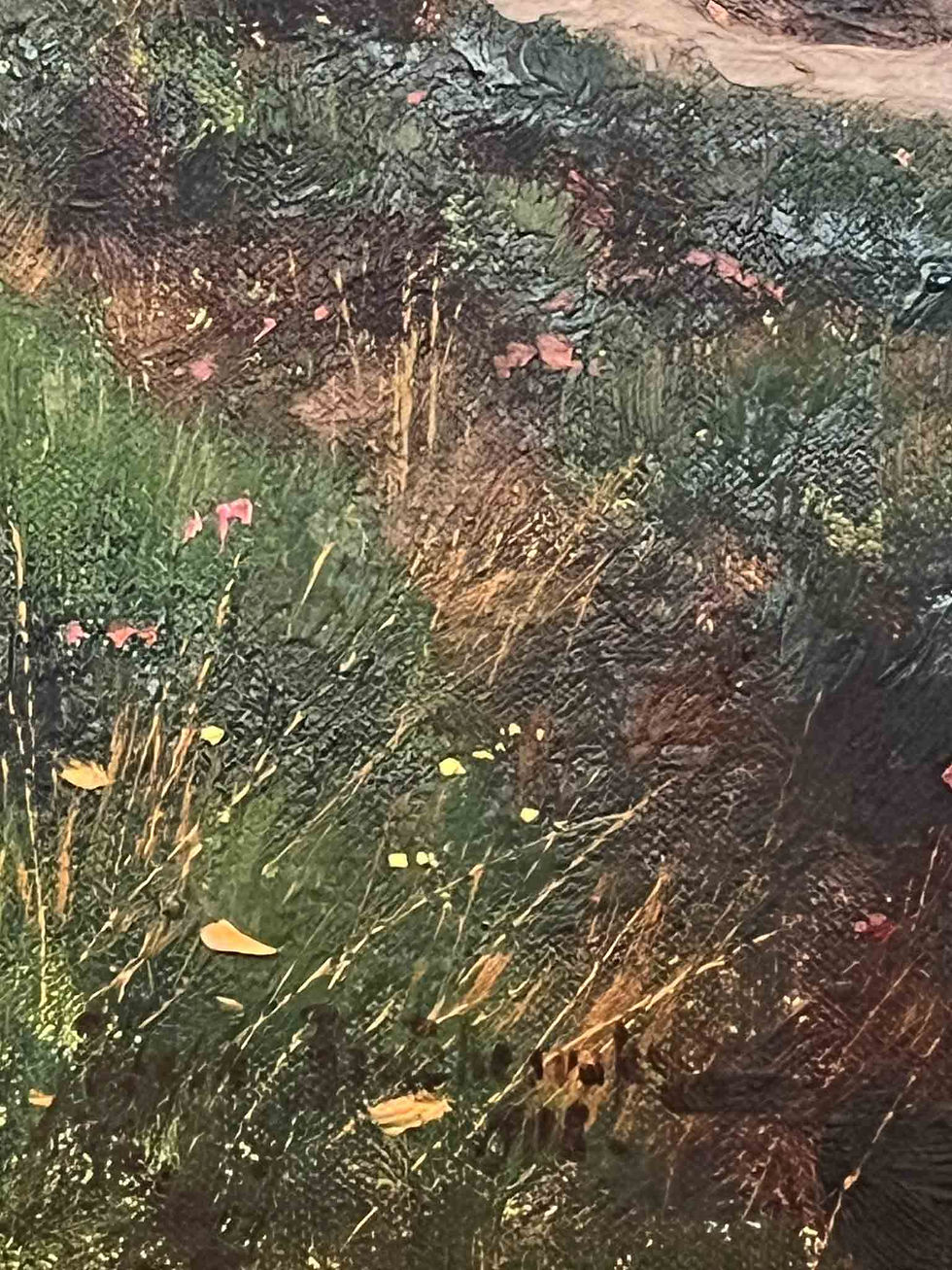 Peinture à l’huile ancienne sur toile, paysage dans le goût de Corot
