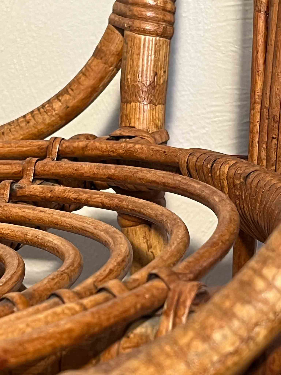 Chaise ancienne des années 60 en rotin et bambou