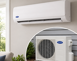 Ductless mini-split indoor unit and outdoor condenser