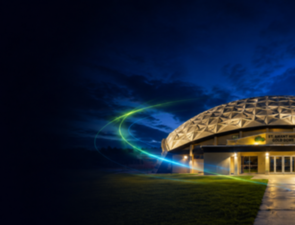 St. Amant High School Gold Dome Gymnasium at night in St. Amant, Louisiana